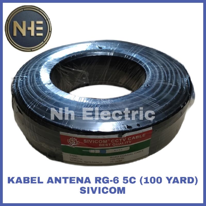 Kabel Antena Tv RG6 5C 100 Yard Hitam Sivicom - Kabel Antena Rg6 5c 100 Y Black Sivicom