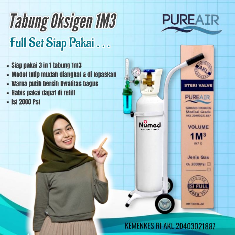 Tabung Oxygen Lengkap 1M3 Siap Pakai isi 2000 Psi - Tabung Oksigen Full Set