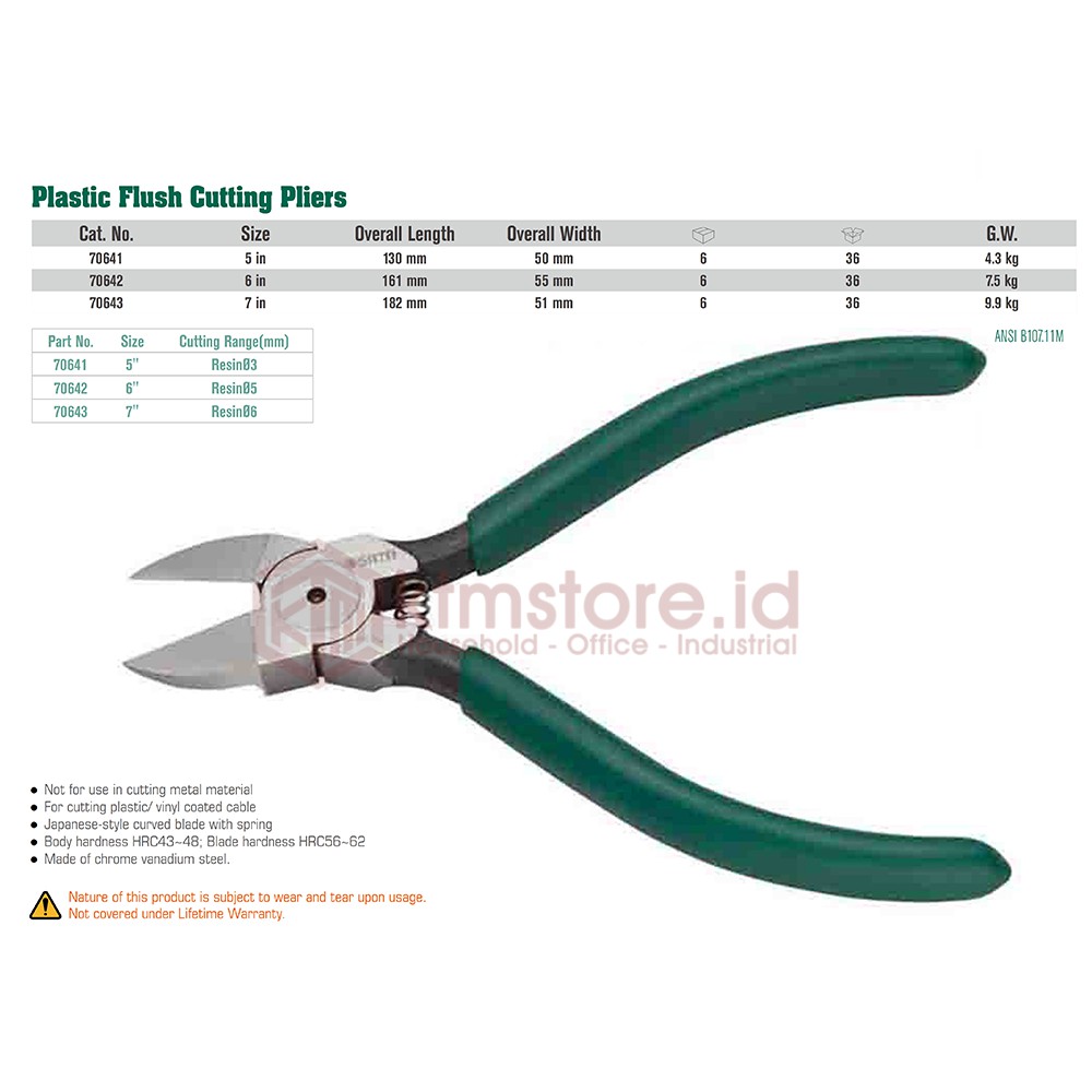 Tang Potong Plasting 5 Inch - Plastic Flush Cutting Plier 70641 SATA TOOLS