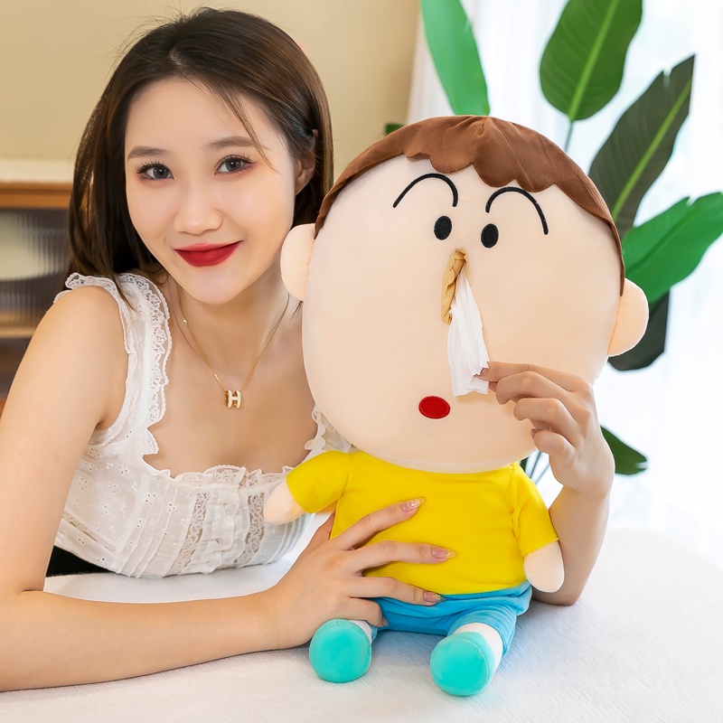 Mainan Bantal Kotak Tisu Bentuk Crayon Shin-chan Bahan Plush Lembut Untuk Hadiah Kekasih