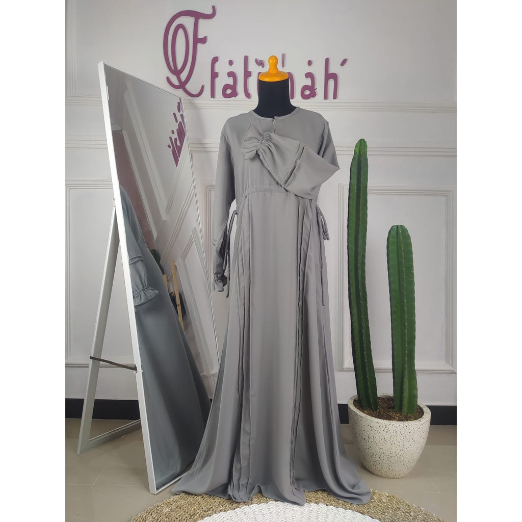 [COD] KHAIRA DRESS BY FATIMAH OUTFIT WARNA ABU SILVER DRESS TERKINI DRESS BUTIK DRESS MENYUSUI GAMIS