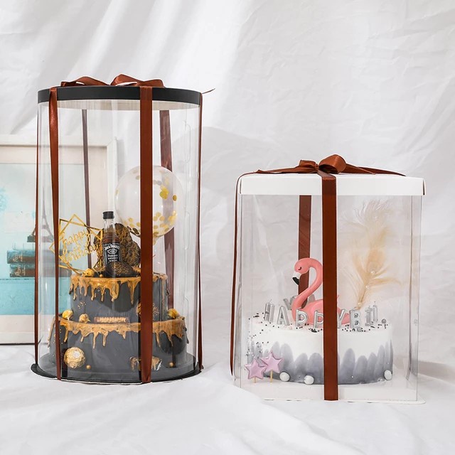 

box kotak kue mika transparan cake box round window kotak kue tabung Diameter 30cm