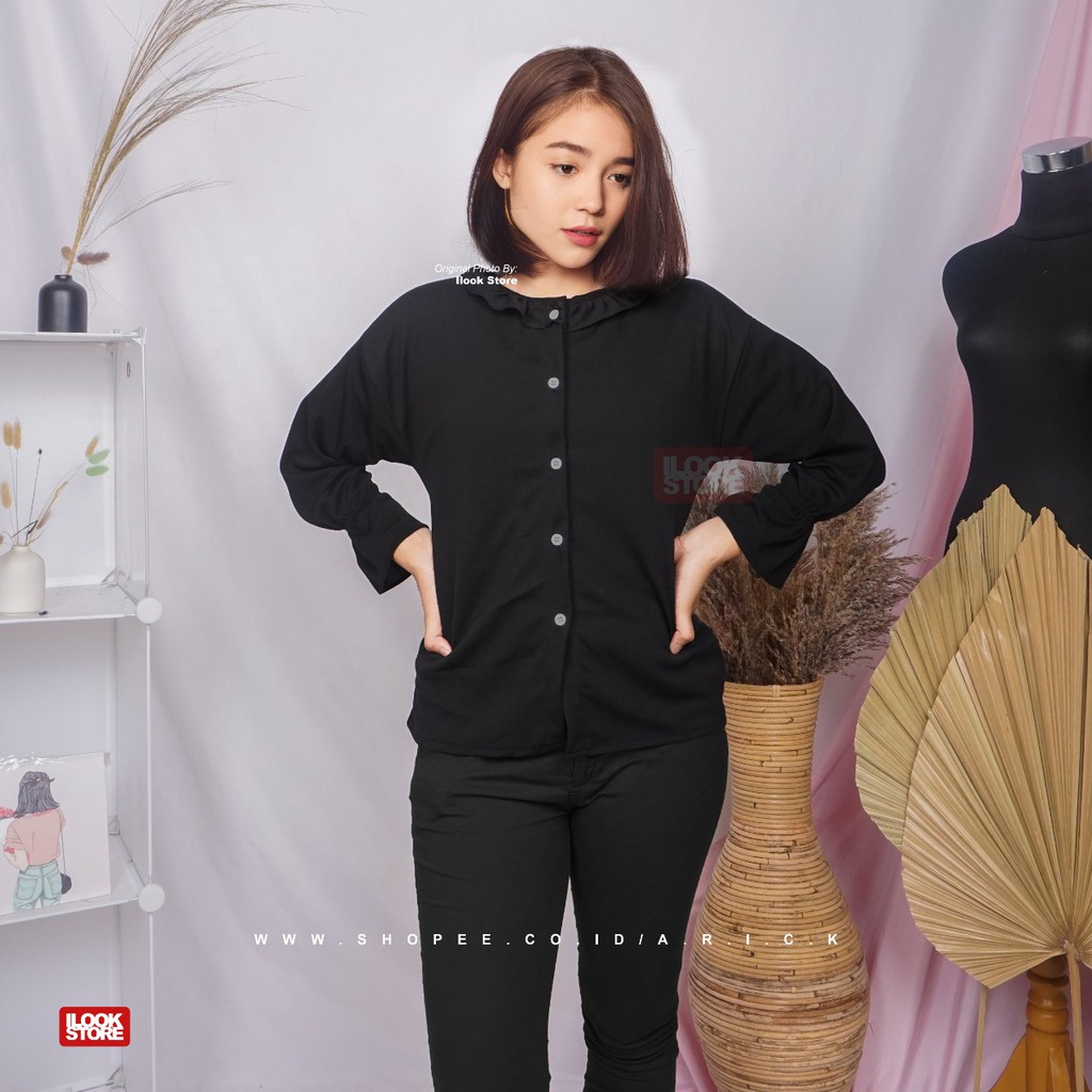 ilook | Valery Top Blouse |Atasan Wanita Blouse | Bahan creap - Fit to L-Valery Top - Hitam