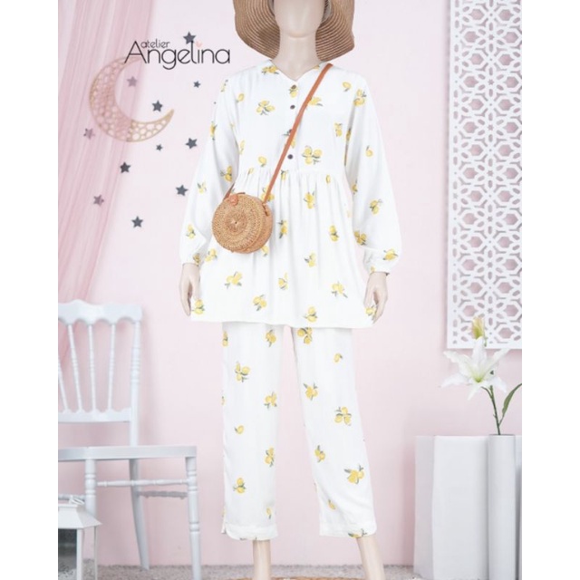 Atelier Angelina Anna Pajamas lemon white 2XL