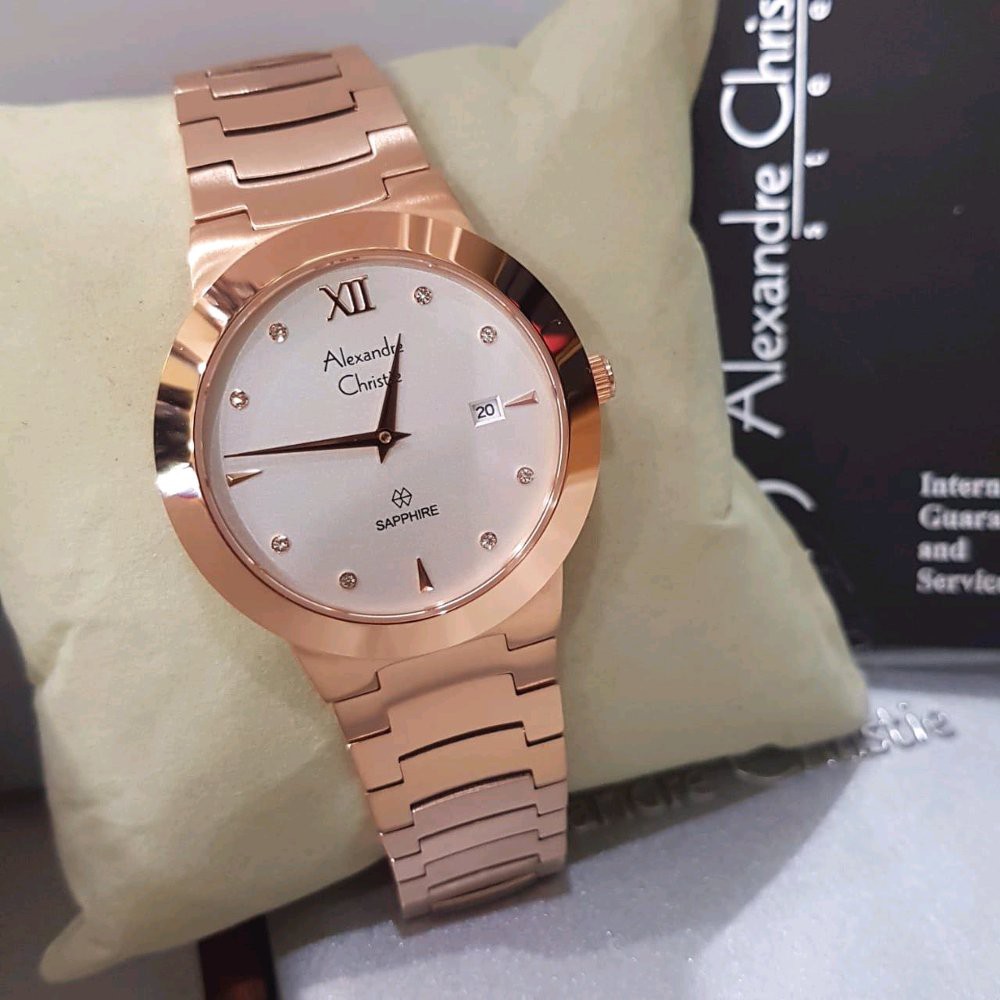 JAM TANGAN ALEXANDRE CHRISTIE WATCH AC 8569 PRIA SHAPPIRE ROSEGOLD  WHITE ORIGINAL