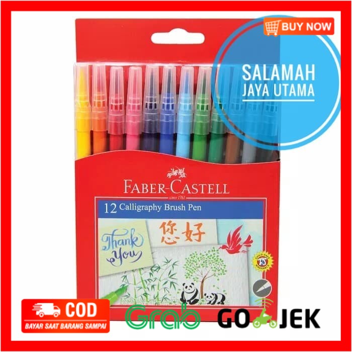 

(BISA COD) Calligraphy Brush Pen Faber Castell 12 Warna