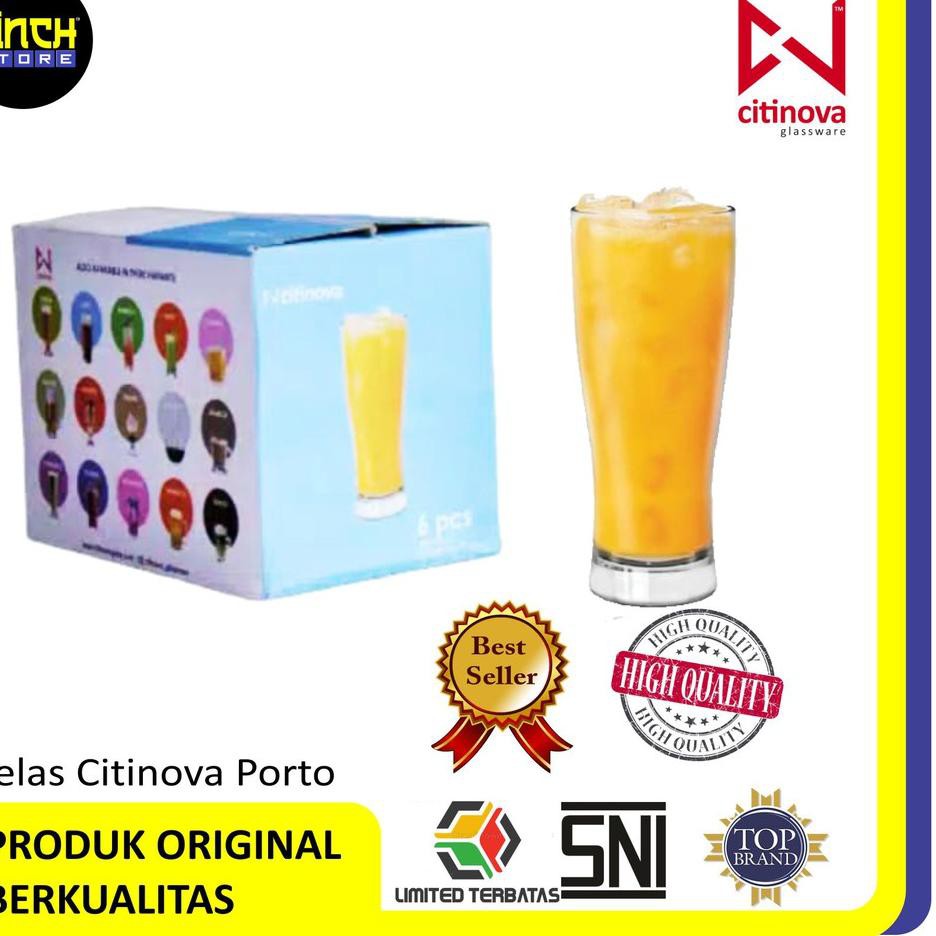 Citinova Gelas Kaca Blown Glass Porto 6 Pcs / Gelas Minum Kaca Murah