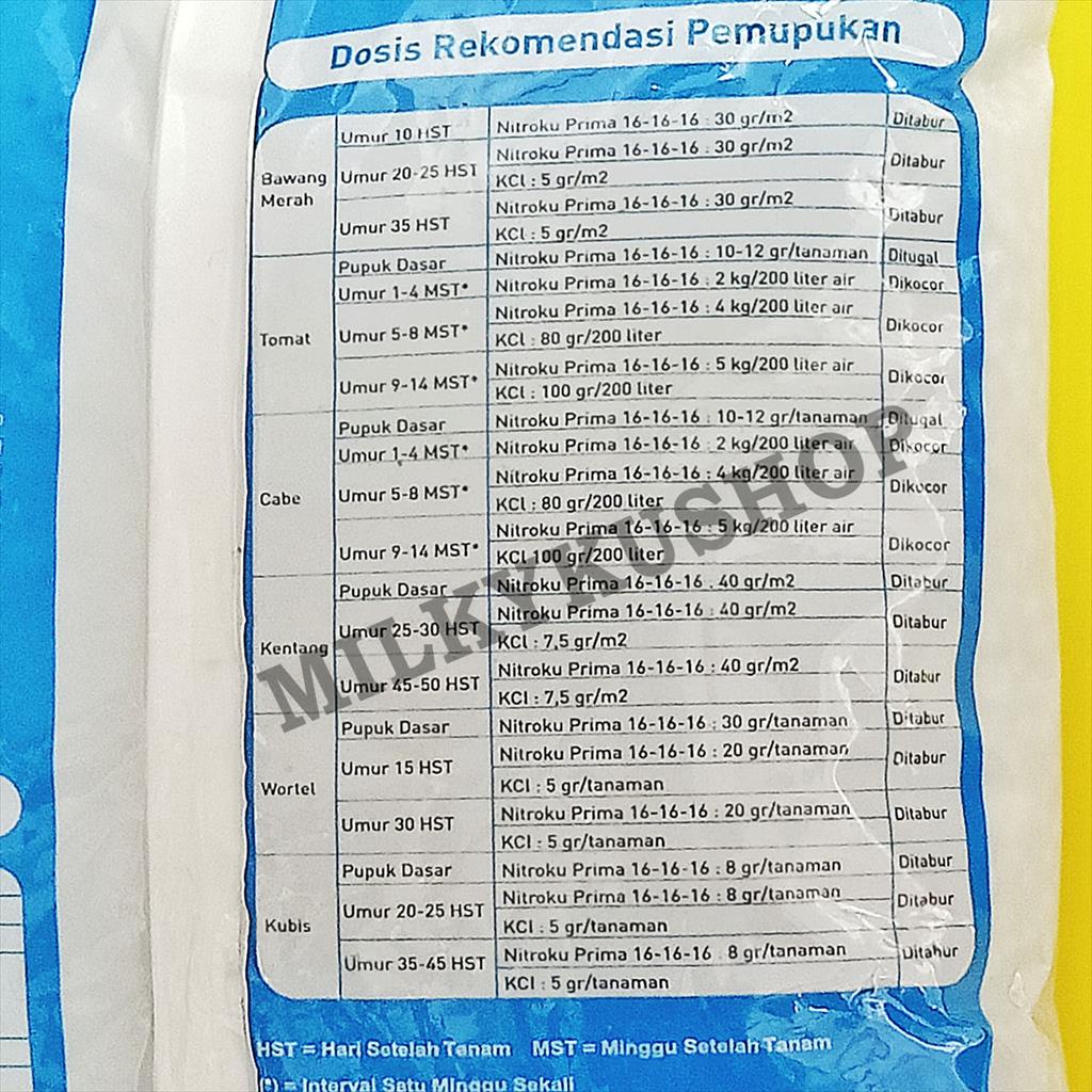 PUPUK KUJANG NITROKU NPK 16 16 16 PRIMA 1 KG KEMASAN PABRIK