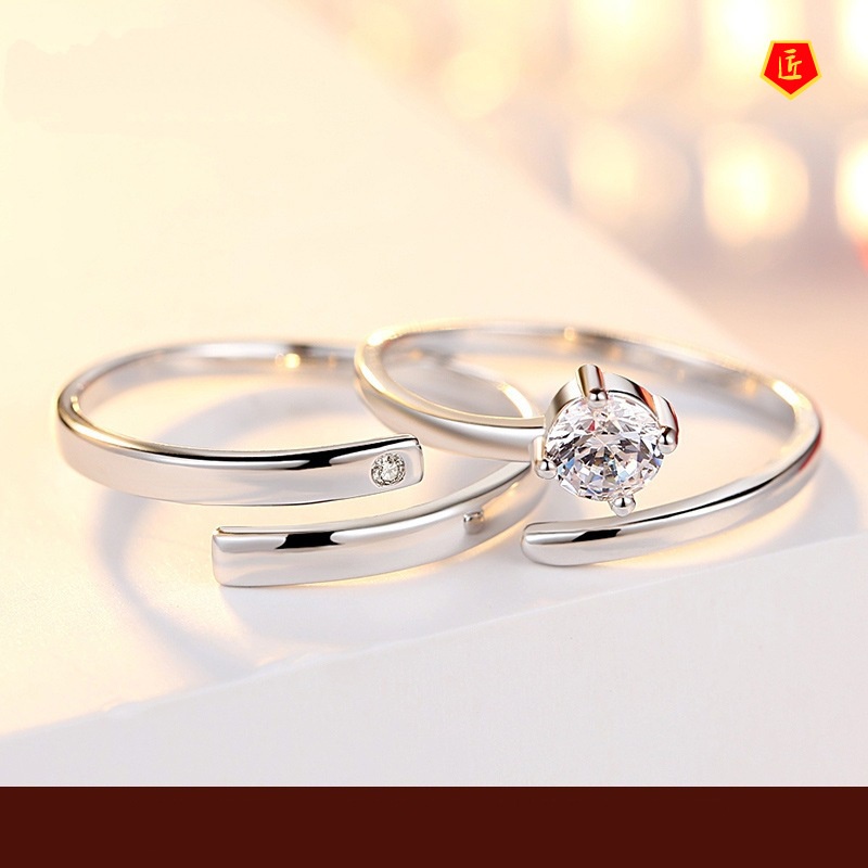 [Ready Stock]Simple Personality 925 Silver Couple Ring