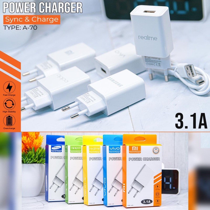 TC CHARGER BRAND A-70 1 USB 3.1A KUALITAS BAGUS