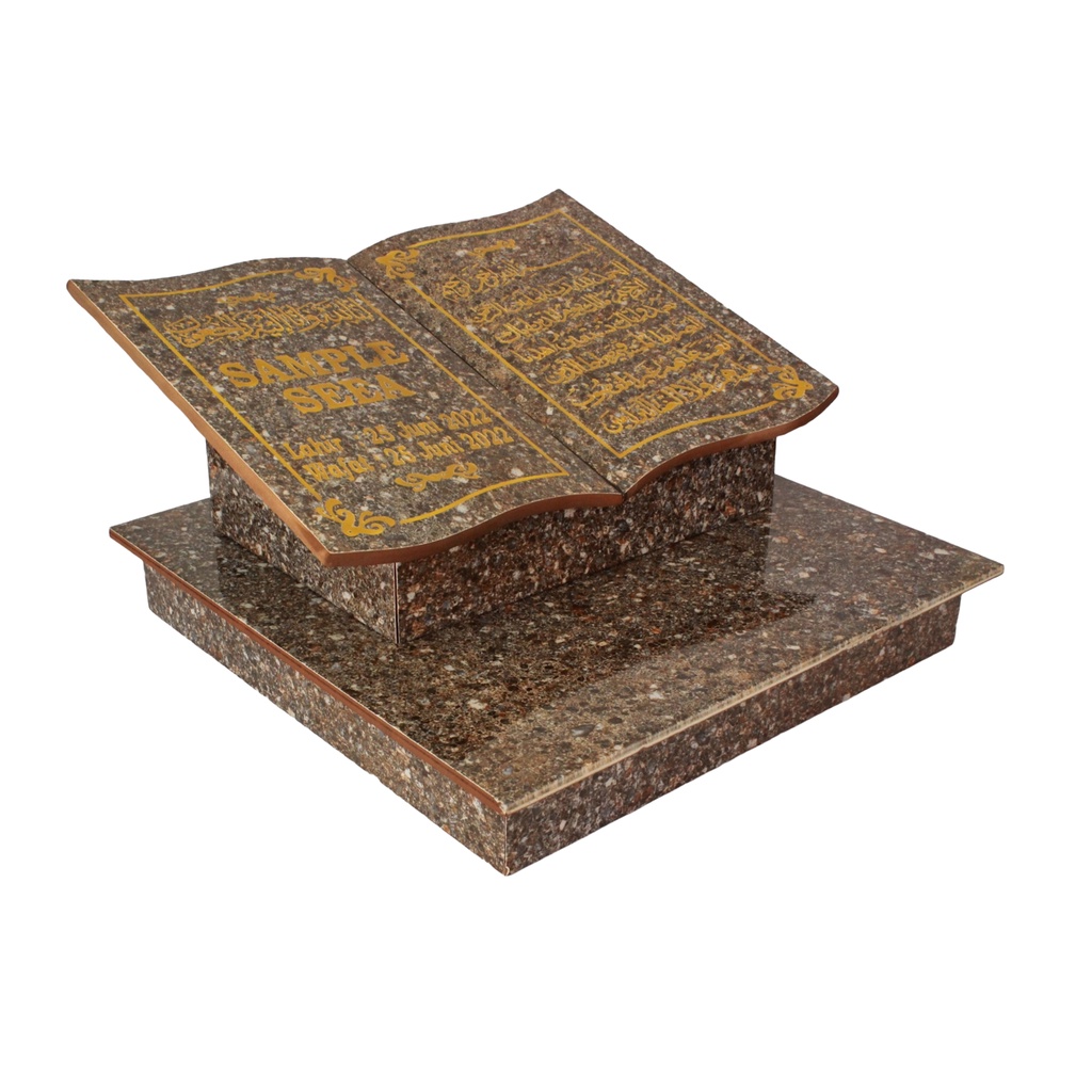 GARANSI   !!!  BATU  NISAN MAKAM KUBURAN MOTIF BUKU  HALAMAN UKURAN 40*40 + PACKING KAYU TERMURAH
