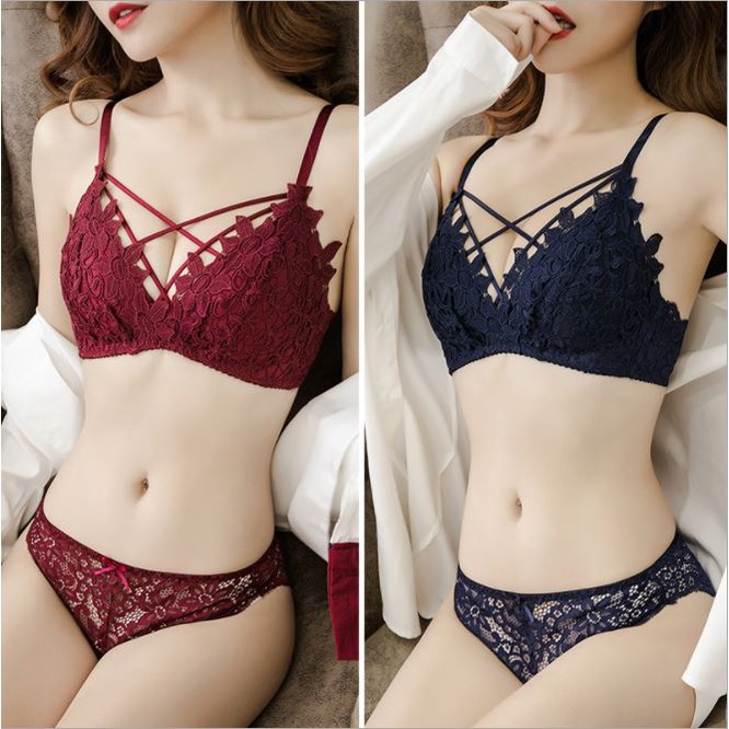 BV.ID BR400 BRA BH PUSH UP TANPA KAWAT WANITA MOTIF BUNGA TALI SILANG COD BRA SAJA