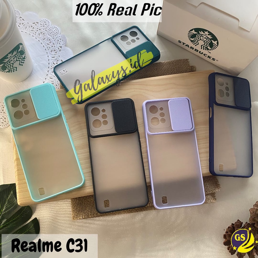 Realme C3 C35 C31 2022 / Realme Narzo 50A Prime Realme 9i 2022 Slide Case Protection Camera Matte Candy Kamera Sliding Casing Pelindung Kamera Sleding Slim Fuze Macaron