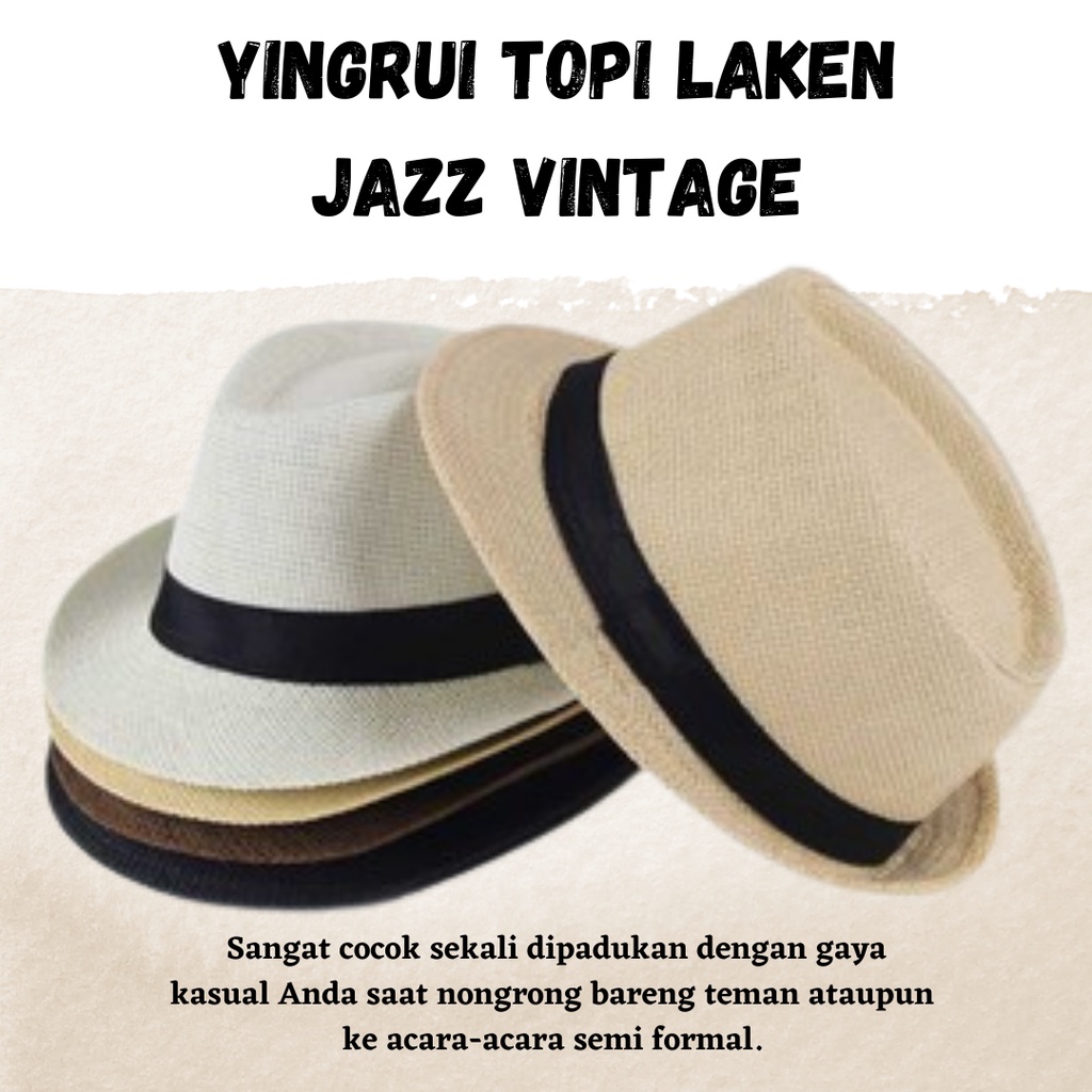 TOPI PRIA WANITA - Yingrui Topi Laken Jazz Vintage M-38