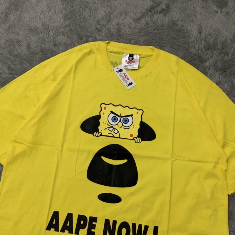 Kaos Tshirt Aapenow Bathing Ape Spongebob Fulltag &amp; Lebel