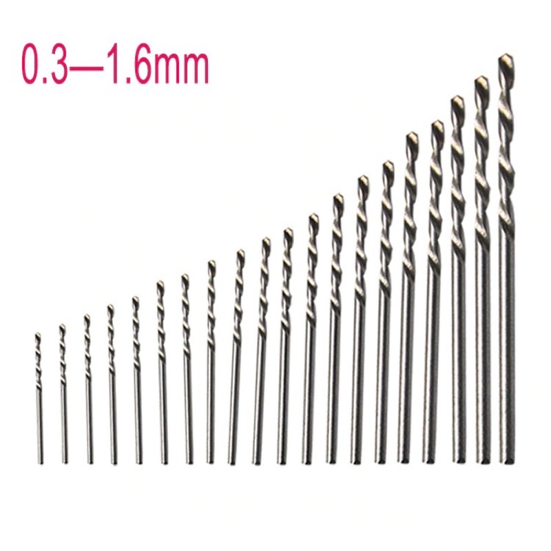 Microbox Mata Bor Drill HSS Twist Drill Bit 0.3-1.6mm 20 PCS - QST-H20 - Silver