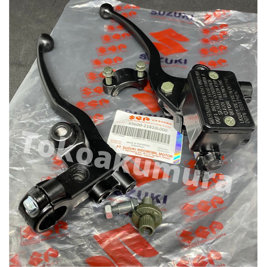 master rem atas assy + baut satria fu 1 set + dudkan spion kiri + handel kopling master rem depan fu