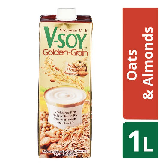 Vsoy Soya Milk &amp; Almond Golden Grain 1000ml Susu Almond Soya