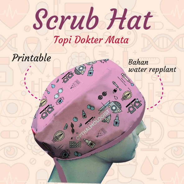 TOPI MEDIS DOKTER MATA / Scrub Hat Motif Printing