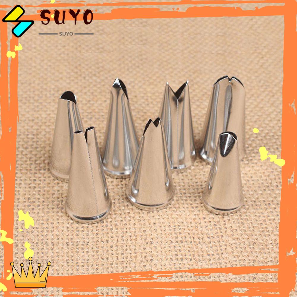 Suyo 7PCS Spuit Piping Bahan Stainless Steel Bentuk Daun Untuk Hiasan Kue / Cupcake
