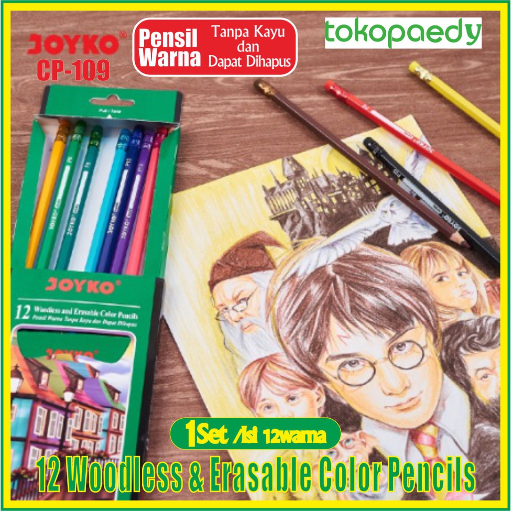 

JOYKO Pensil Warna 12 Warna CP-109 Panjang /ORIGINAL - Erasable Color Pencils /Dapat Dihapus - CP109