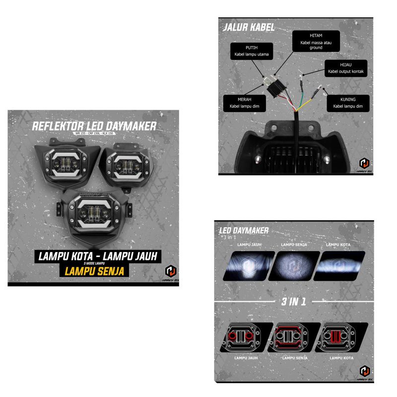 REFLEKTOR LED DAYMAKER CRF WR KLX TRAIL SUPERMOTO MOTOCROSS CRF WR KLX