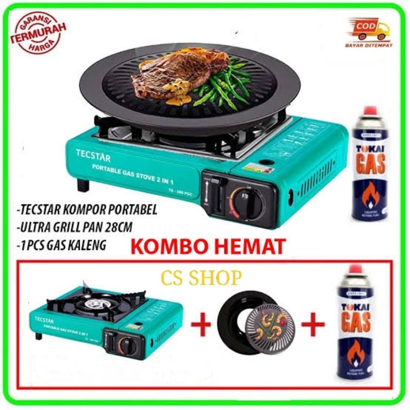 kompor gas portabel 2 in 1 tecstar bbq paket hemat bahan berkualitas tinggi