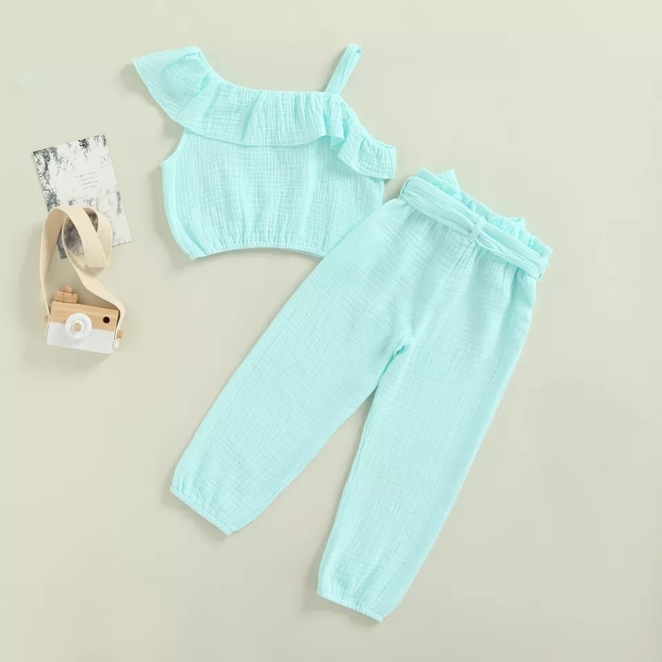 BEFAST - ZTL OOTD Setelan Anak LILUAN / SETELAN ANAK LEONA / Oneset Anak-Anak Ke Pantai / Fashion Anak Perempuan Kekinian / Setelan Anak Perempuan Model Terbaru / Set Atasan Tanktop Tali Satu+Celana Panjang / Setelan Jalan-Jalan / Pakaian Anak-Anak Trendy