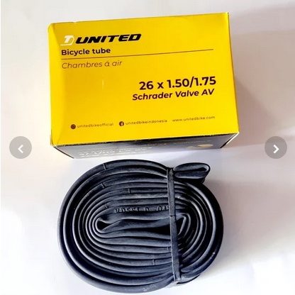 BAN DALAM  SEPEDA MTB UNITED 26 x 1.50-1.75 AV PENTIL MOTOR