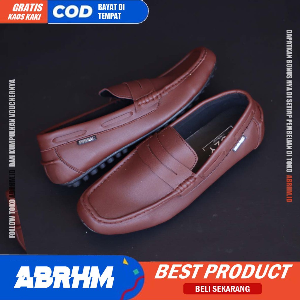 ABRHM X VERONA Sepatu Kasual Pria Sepatu Pria Casual Slop Anti Slip Kulit Pu Cowo/Cowok Sepatu Kerja Kantor Semi Formal Kuliah Kondangan Gaya keren Kekinian Murah Terlaris