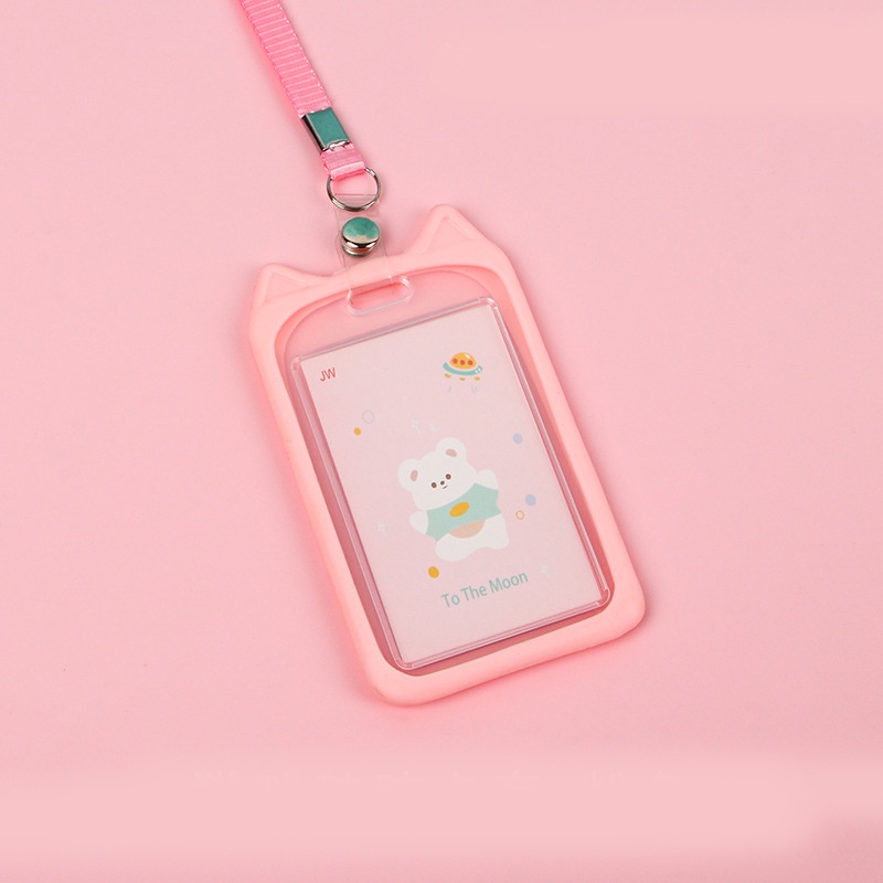 Tali Name Tag Kitten Warna Pastel Lanyard Card Holder Id Card