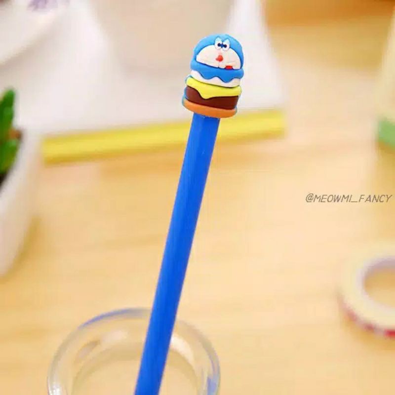 Pulpen gel in karakter burger unik lucu / pena karakter anak-Biru