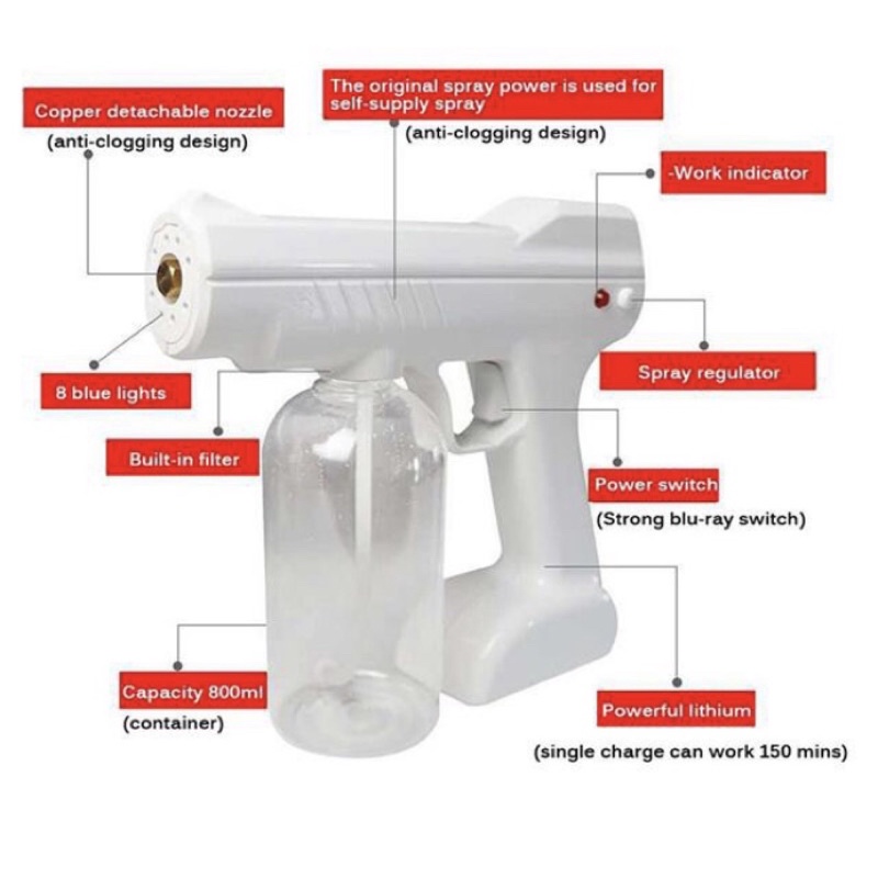 800ML spray gun disinfektan wireless atomizer / disinfektan sprayer wireless