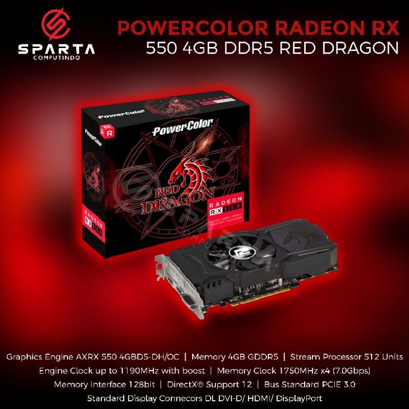 Ready VGA PowerColor RX550 4GB DDR5 128 BIT New