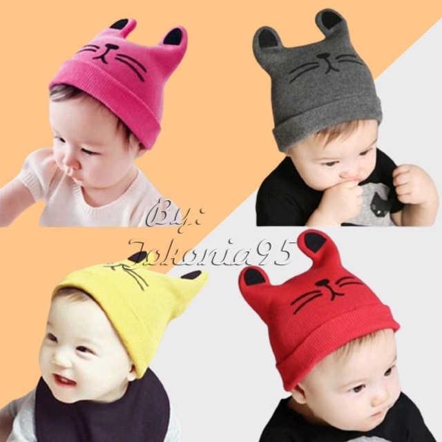 Kupluk Rajut Anak Bayi Telinga Kucing - Baby Hats
