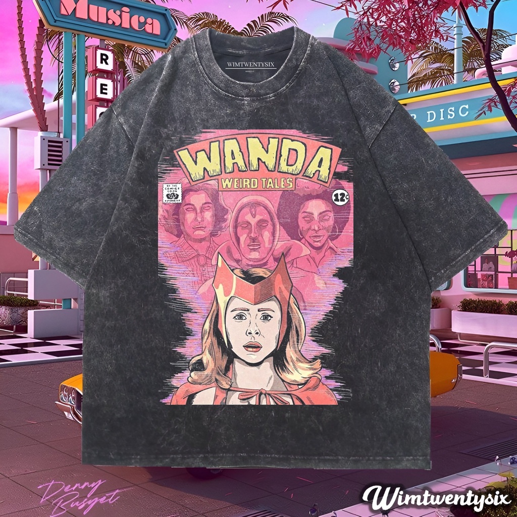 KAOS MARVEL WANDA VISION WEIRD TALES WASHING VINTAGE TEE (OVERSIZE WASHED T-SHIRT)