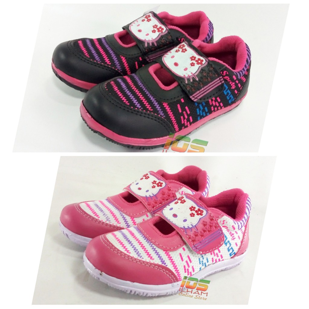 Sporty Hello Kitty LB/BR Sepatu Anak Perempuan Size 26-35 Hitam Pink