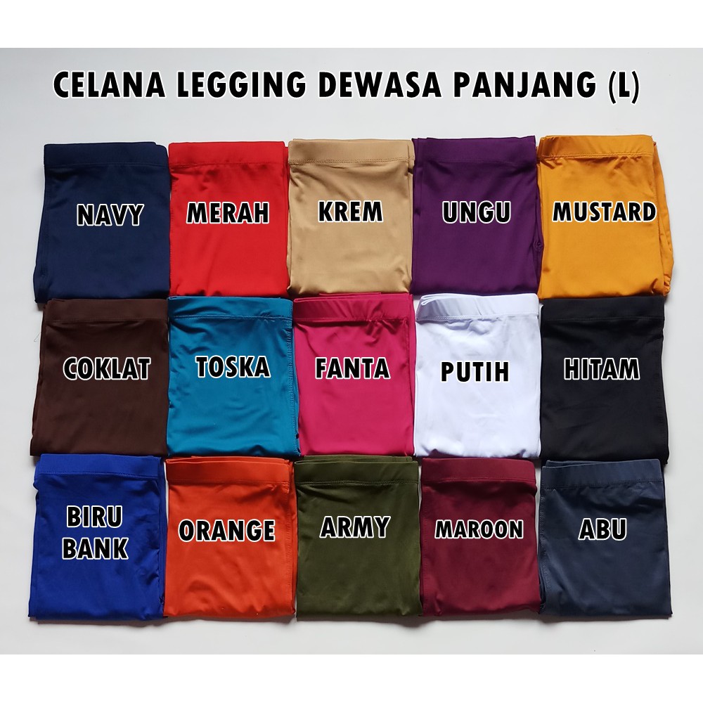 Celana Legging Dewasa Panjang Polos Banyak Warna