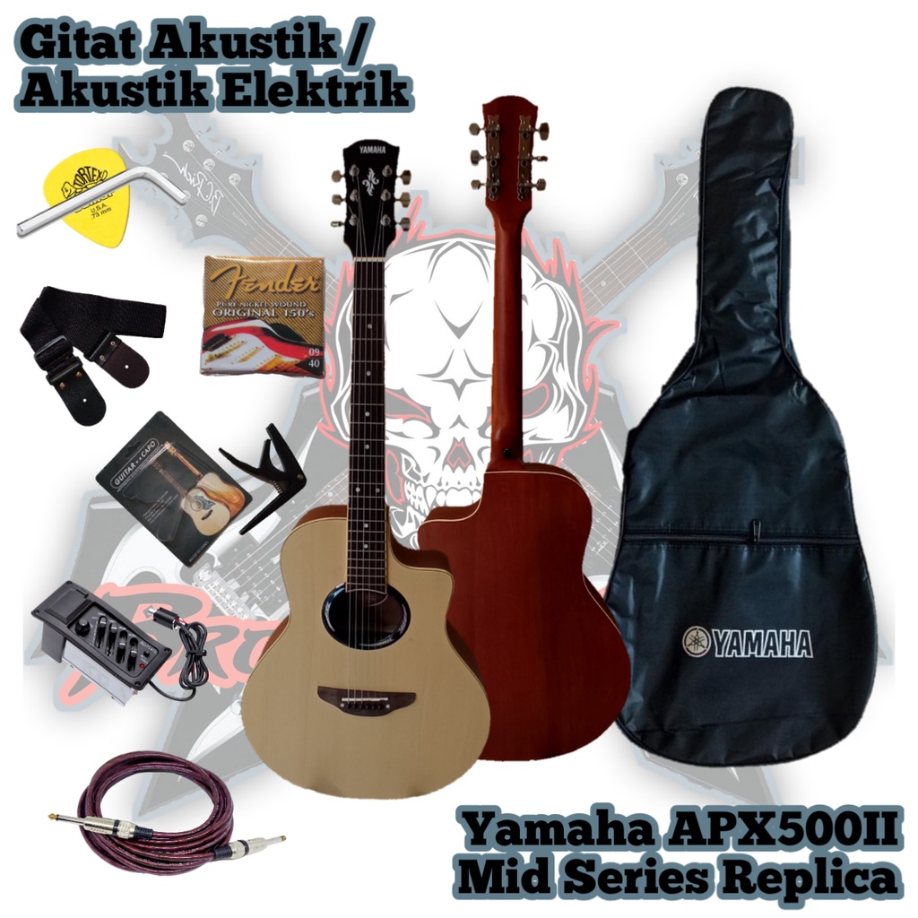 gitar akustik   akustik elektrik yamaha apx500ii natural matte mid series replica