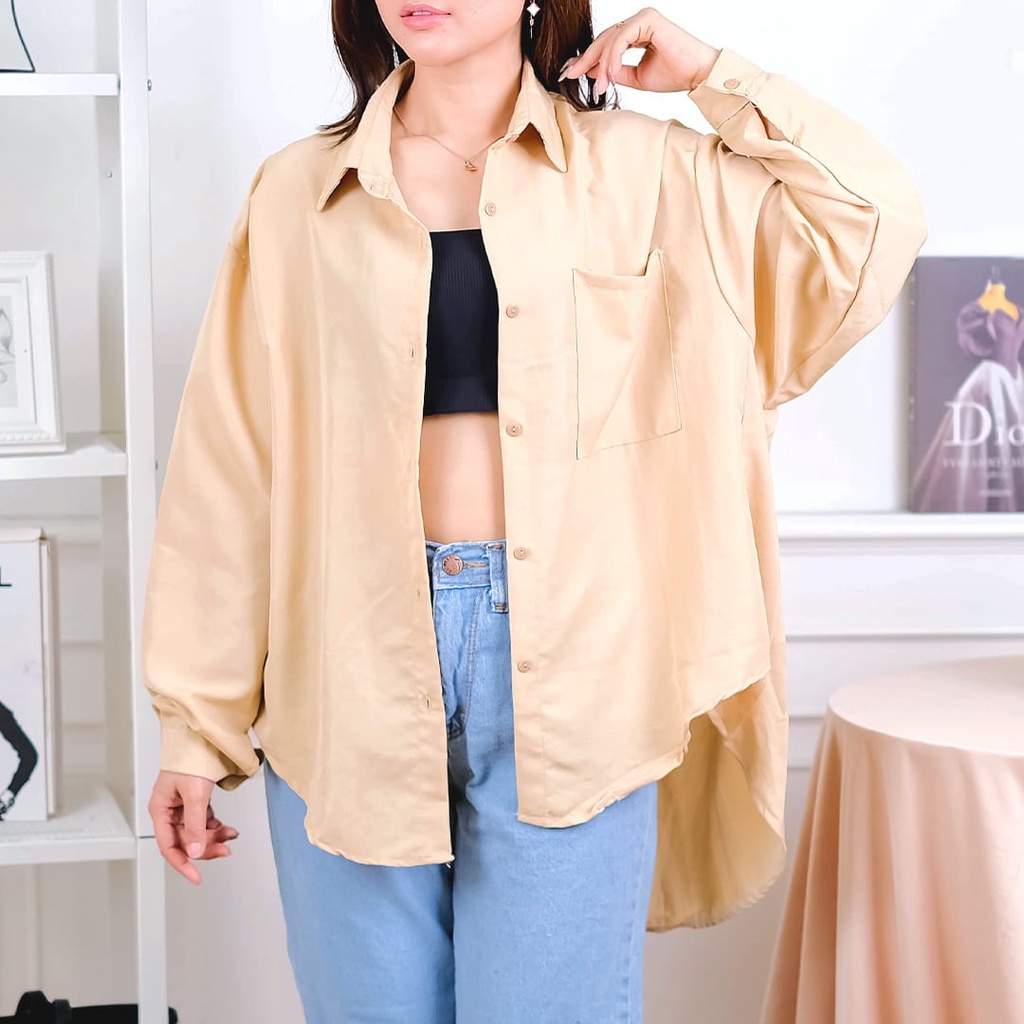 Gempi Oversize ColorPop Shirt | Baju Wanita Terbaru