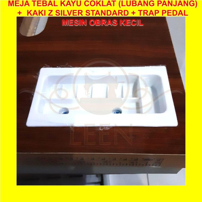 Meja TEBAL &amp; Kaki Z Silver Trap Pedal SET Mesin Jahit Obras Kecil LEEN