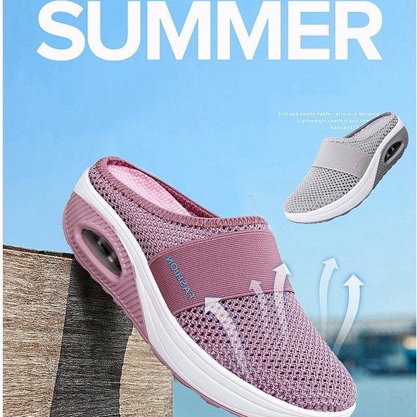 Lalafunny Sepatu bantalan udara  non-slip sol tebal Muller shoes Sandal berjalan ringan