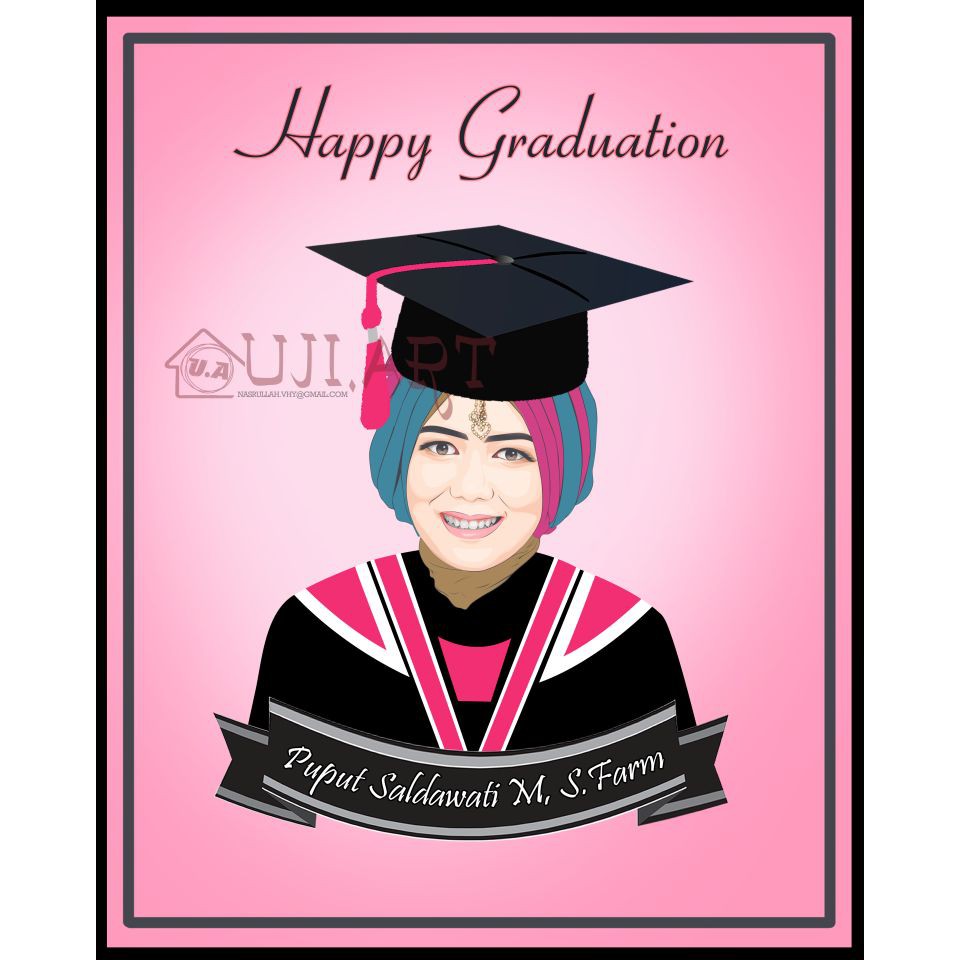 Souvenir Kado Hadiah Unik Wisuda Vector Wajah Ilustrasi Karikatur