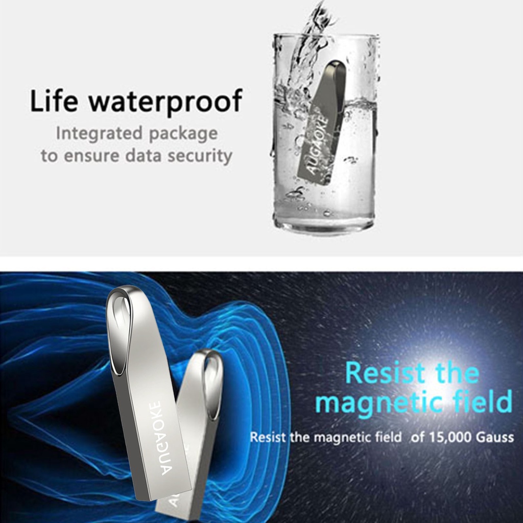 Flash Drive USB 3.0 Mini Plug and Play Bahan Logam Kecepatan Tinggi Untuk AUGAOKE 8 / 16 / 32 / 64 / 128GB