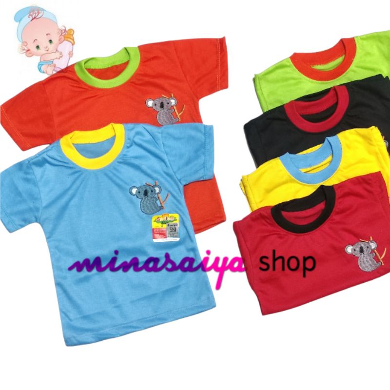 SAMLEO 6 pcs dan 3 pcs Kaos Oblong Bayi SNI Lengan Pendek Polos Warna Uk. S - XL