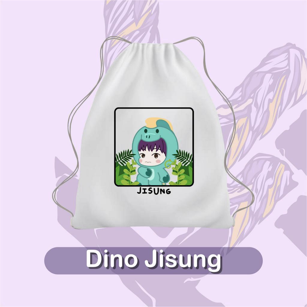 Tas Serut Korea Perempuan Motif Dino Jisung / Tas Lucu Remaja Kekinian