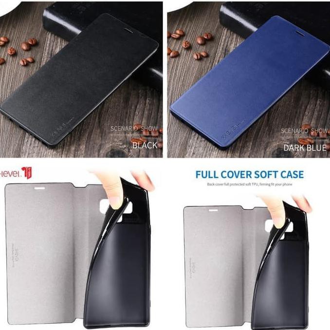 Berkualitas Samsung Galaxy Note 9 X-Level Fib Color Flip Cover Leather Case Kulit - Black Sale!!!