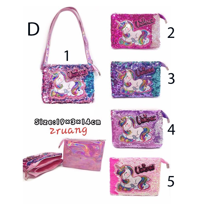 PROMO Tas Selempang Bahu / Fashion Anak Tas Sequin Usap Payet ManiK2 Anak Kembar &amp; Kuda Ajaib IMPORT