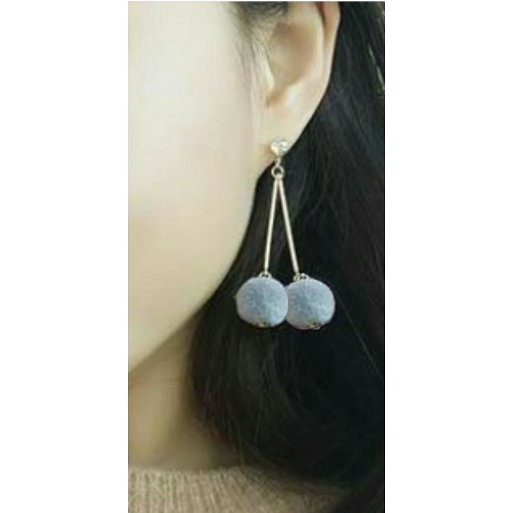 Anting Fashion Wanita Anting Korea StyleDuble Rantai Pompom Termurah MISS 111