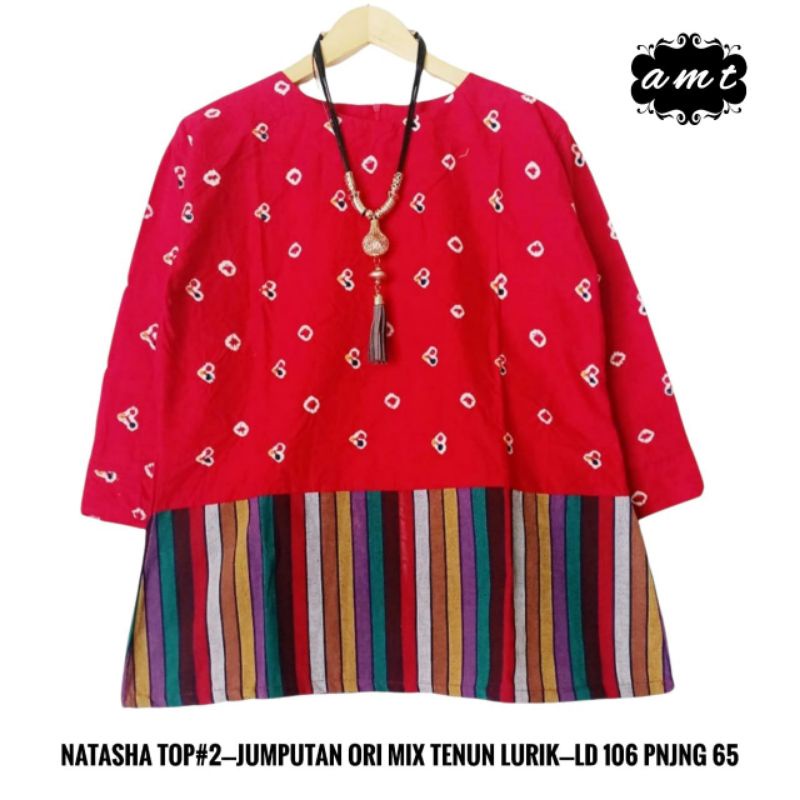 NATASHA TOP - BLOUSE JUMPUTAN KOMBINASI TENUN LURIK BLUS - BATIK JUMPUTAN KEKINIAN